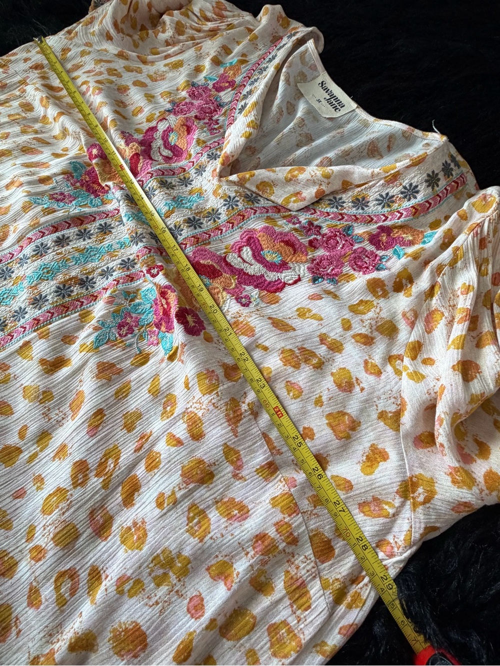 Savanna Jane Cream Tunic Top with Pink, Yellow & Blue Floral Embroidery - Picture 7 of 8